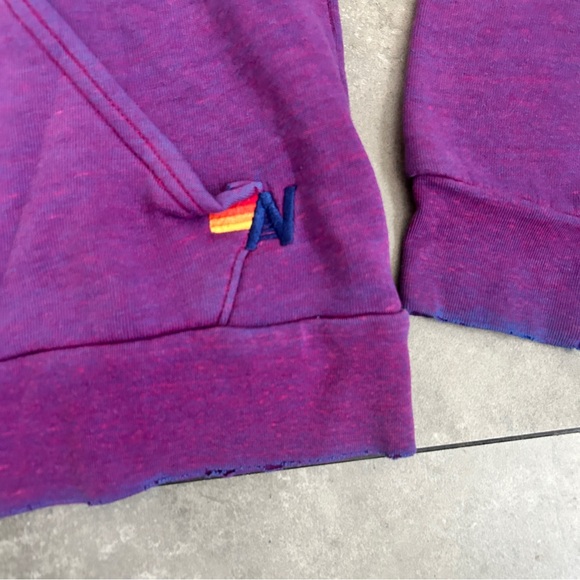 Aviator Nation purple signature rainbow stripe zip hoodie M - Picture 4 of 8